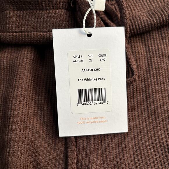 NWT ANDIE Resort Wear Bamboo blend waffle knit PANT wide leg Chocolate XL $98 - Picture 7 of 7